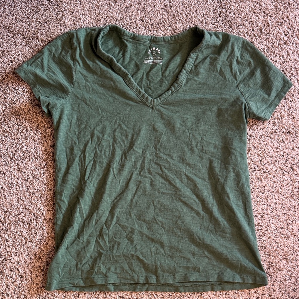 Primary Everyday V-Neck Tee - Green, women’s medium